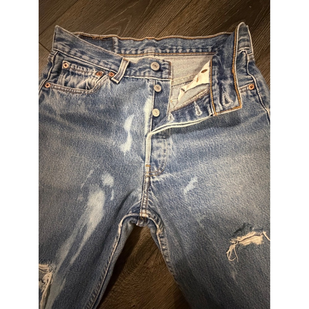 Levi's 501 Original Distressed Button Fly Jeans Light Wash W29 L32 Vintage Y2K